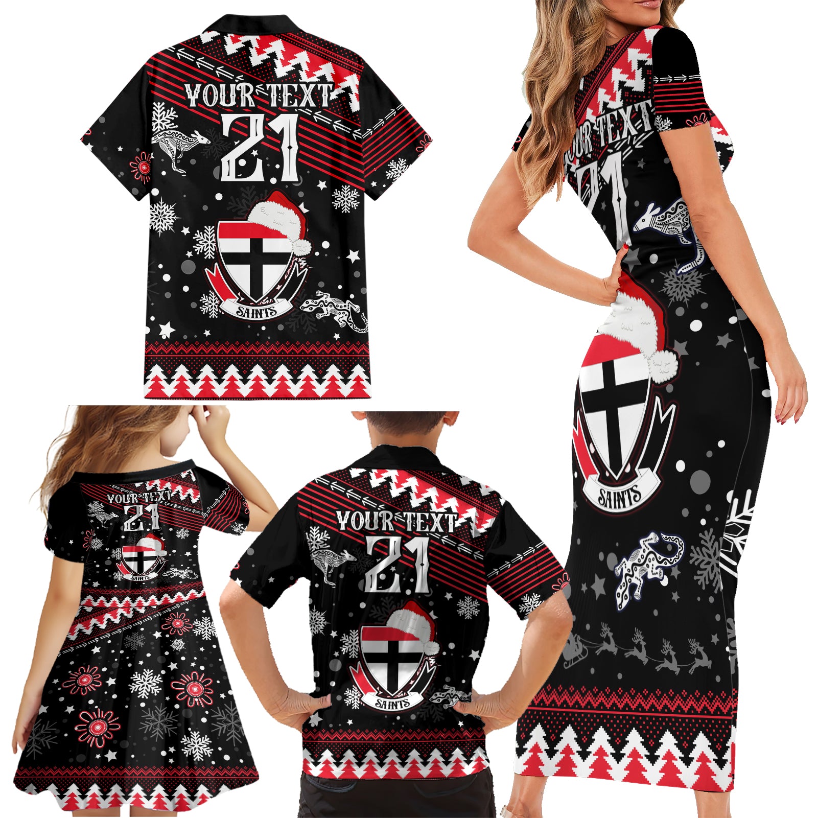 custom-st-kilda-saints-football-family-matching-short-sleeve-bodycon-dress-and-hawaiian-shirt-christmas-vibe-2023