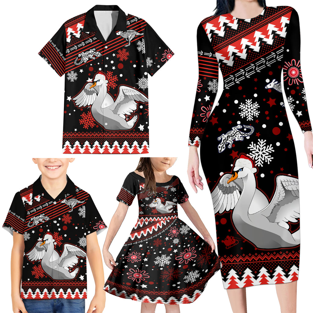 custom-swans-football-family-matching-long-sleeve-bodycon-dress-and-hawaiian-shirt-christmas-vibe-2023