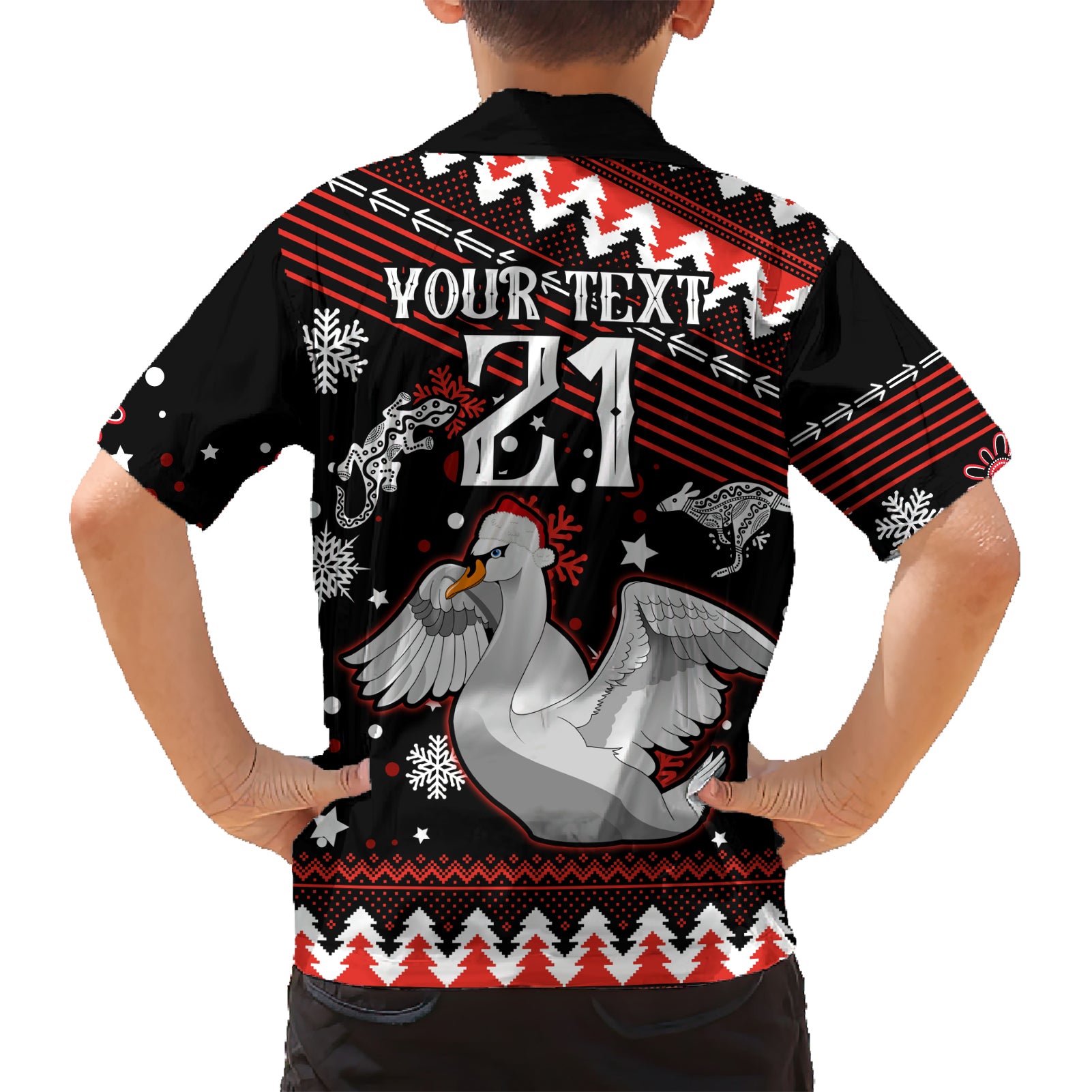 custom-swans-football-family-matching-short-sleeve-bodycon-dress-and-hawaiian-shirt-christmas-vibe-2023
