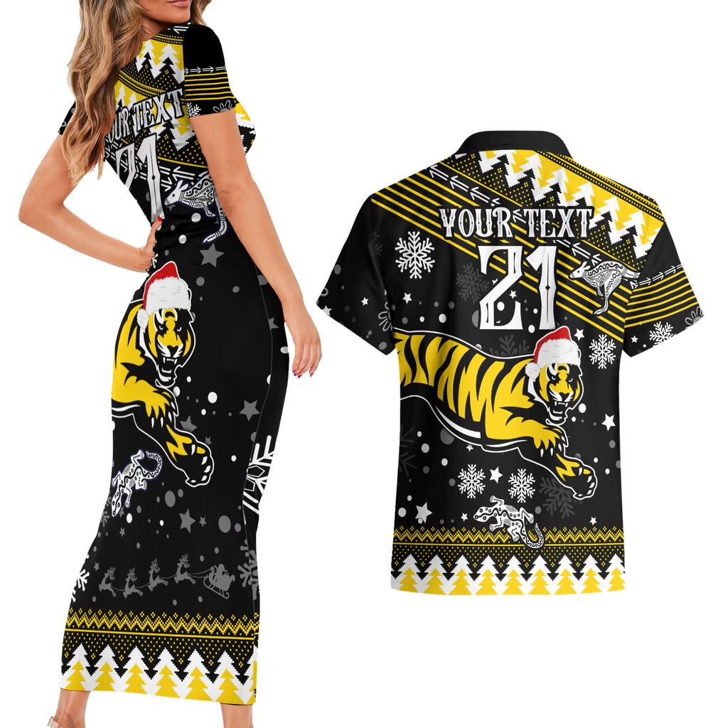 custom-tigers-football-couples-matching-short-sleeve-bodycon-dress-and-hawaiian-shirt-christmas-vibe-2023
