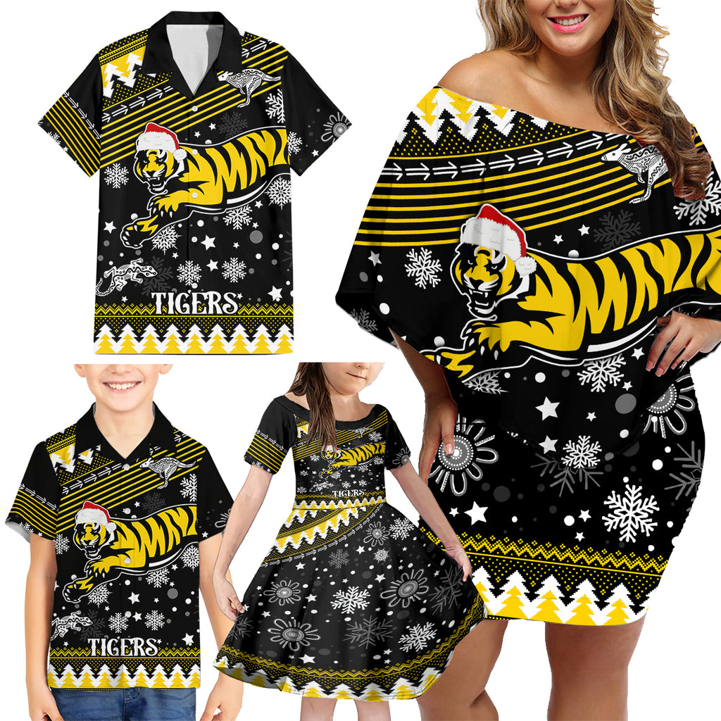 custom-tigers-football-family-matching-off-shoulder-short-dress-and-hawaiian-shirt-christmas-vibe-2023