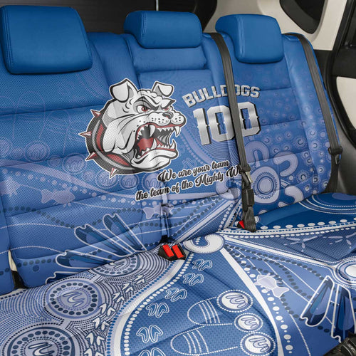 Bulldogs 100-year Anniversary Back Car Seat Cover Simple Aboriginal Motif - Aussie Hoodie