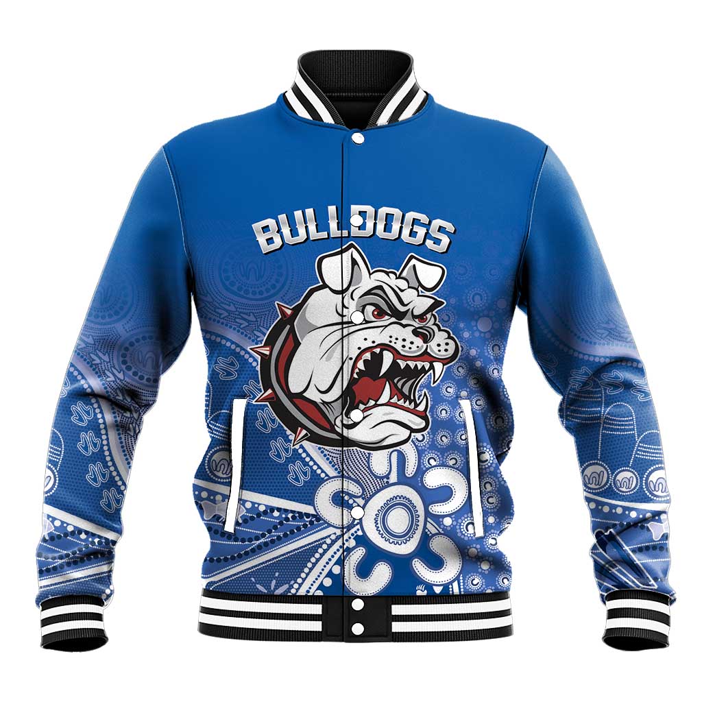 Bulldogs 100-year Anniversary Baseball Jacket Simple Aboriginal Motif - Aussie Hoodie