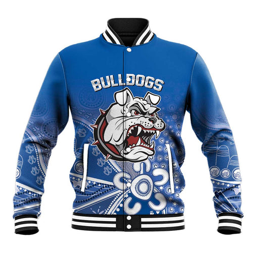 Bulldogs 100-year Anniversary Baseball Jacket Simple Aboriginal Motif - Aussie Hoodie