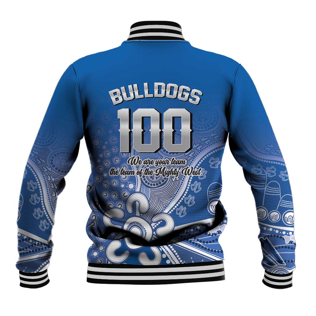 Bulldogs 100-year Anniversary Baseball Jacket Simple Aboriginal Motif - Aussie Hoodie