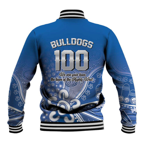 Bulldogs 100-year Anniversary Baseball Jacket Simple Aboriginal Motif - Aussie Hoodie