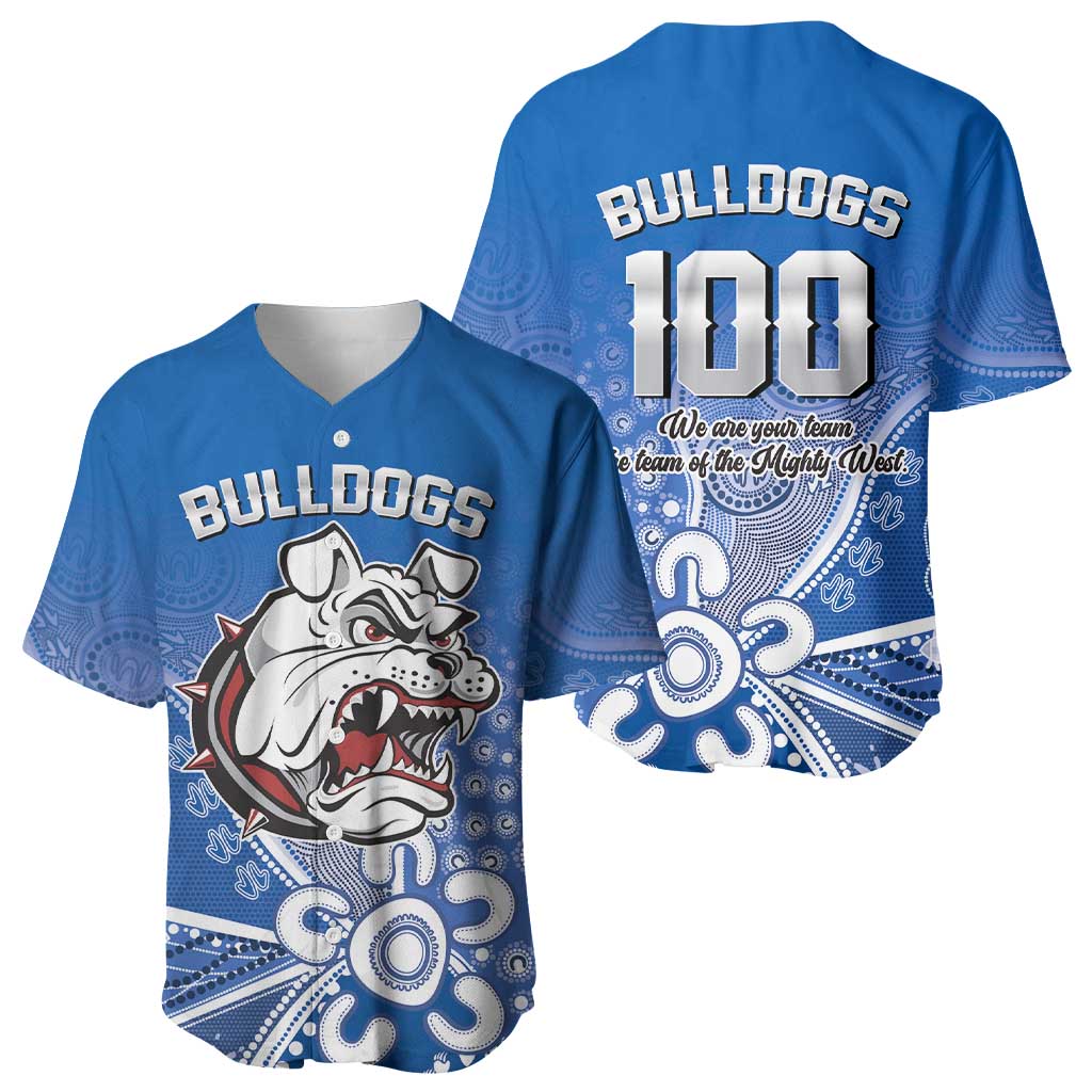 Bulldogs 100-year Anniversary Baseball Jersey Simple Aboriginal Motif - Aussie Hoodie