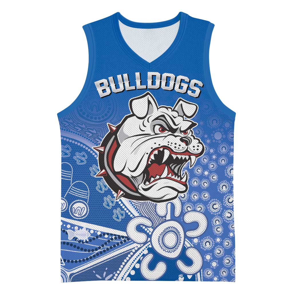 Bulldogs 100-year Anniversary Basketball Jersey Simple Aboriginal Motif - Aussie Hoodie