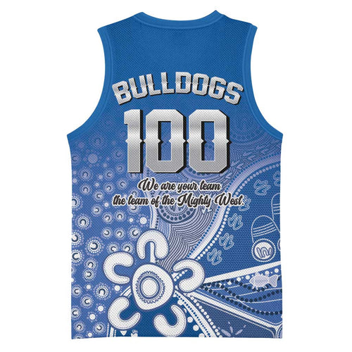 Bulldogs 100-year Anniversary Basketball Jersey Simple Aboriginal Motif - Aussie Hoodie