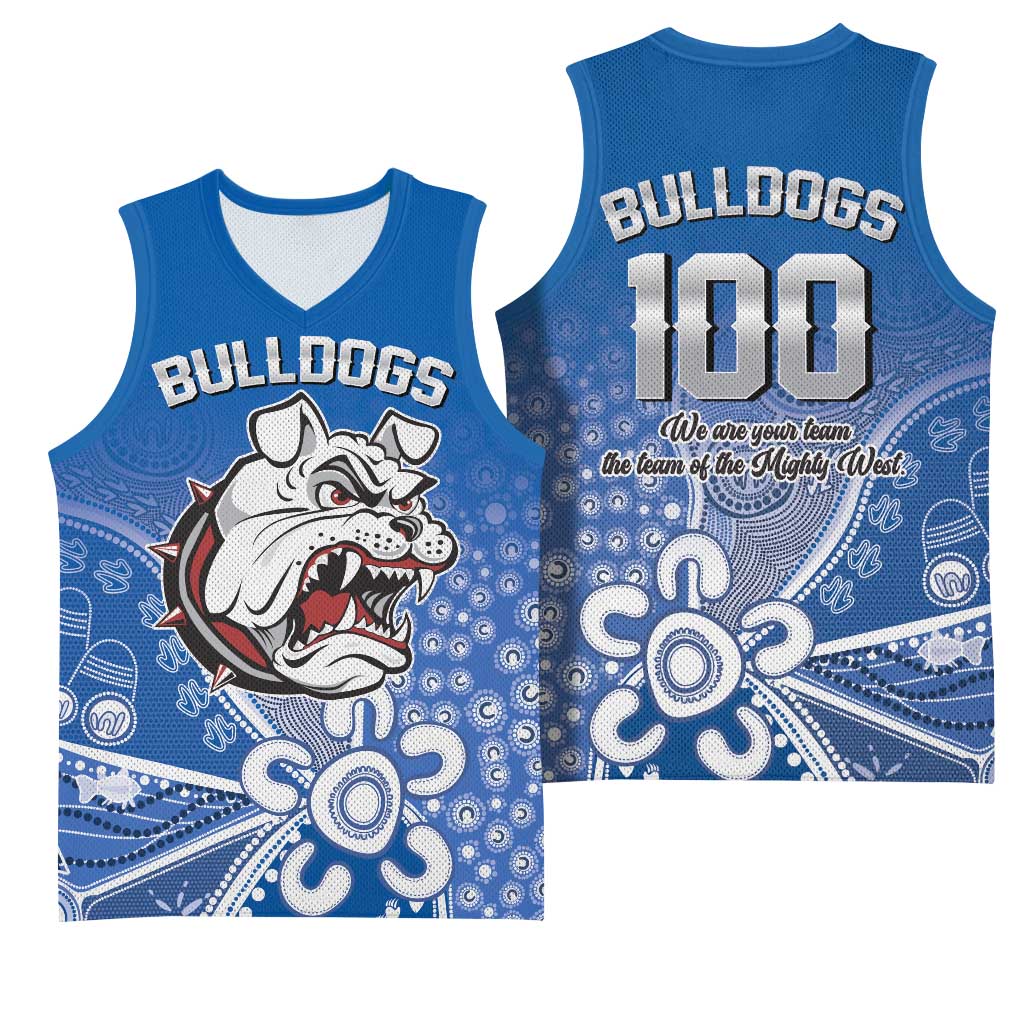 Bulldogs 100-year Anniversary Basketball Jersey Simple Aboriginal Motif - Aussie Hoodie