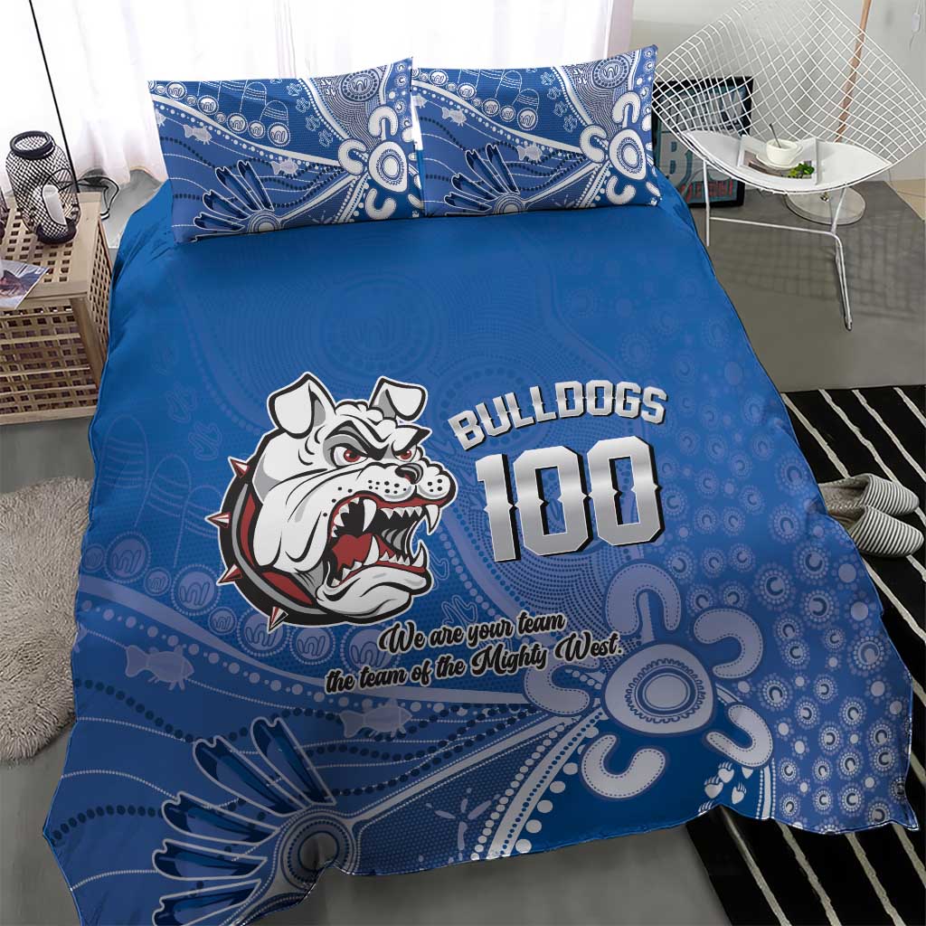 Bulldogs 100-year Anniversary Bedding Set Simple Aboriginal Motif - Aussie Hoodie