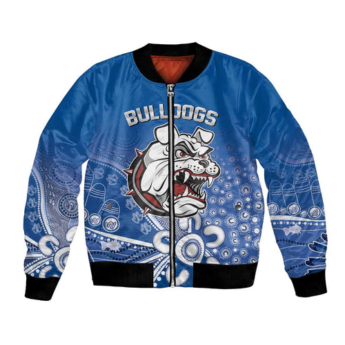Bulldogs 100-year Anniversary Bomber Jacket Simple Aboriginal Motif - Aussie Hoodie