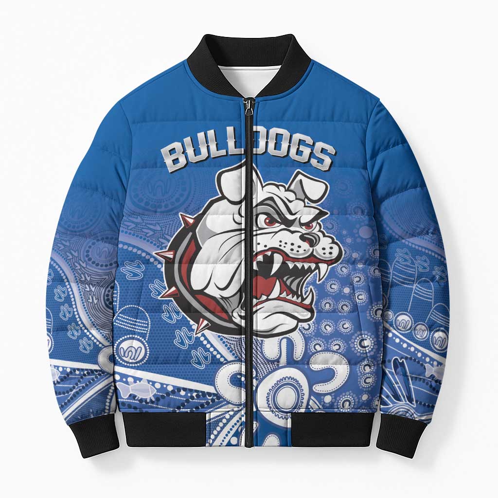 Bulldogs 100-year Anniversary Bomber Puffer Jacket Simple Aboriginal Motif - Aussie Hoodie