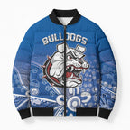 Bulldogs 100-year Anniversary Bomber Puffer Jacket Simple Aboriginal Motif - Aussie Hoodie