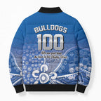 Bulldogs 100-year Anniversary Bomber Puffer Jacket Simple Aboriginal Motif - Aussie Hoodie