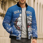 Bulldogs 100-year Anniversary Bomber Puffer Jacket Simple Aboriginal Motif - Aussie Hoodie