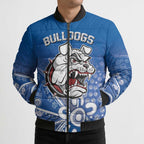Bulldogs 100-year Anniversary Bomber Puffer Jacket Simple Aboriginal Motif - Aussie Hoodie