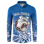 Bulldogs 100-year Anniversary Button Sweatshirt Simple Aboriginal Motif - Aussie Hoodie
