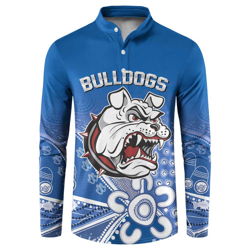Bulldogs 100-year Anniversary Button Sweatshirt Simple Aboriginal Motif - Aussie Hoodie