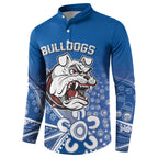 Bulldogs 100-year Anniversary Button Sweatshirt Simple Aboriginal Motif - Aussie Hoodie