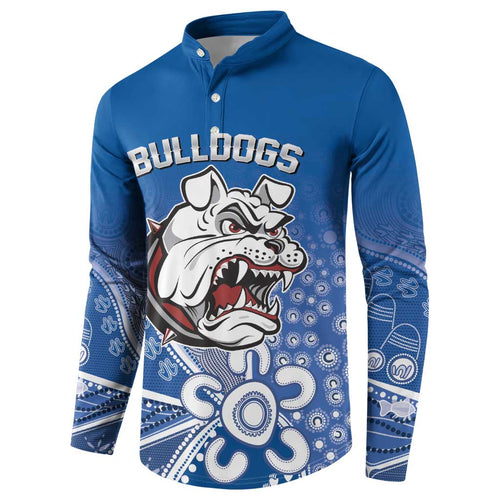 Bulldogs 100-year Anniversary Button Sweatshirt Simple Aboriginal Motif - Aussie Hoodie