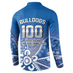 Bulldogs 100-year Anniversary Button Sweatshirt Simple Aboriginal Motif - Aussie Hoodie