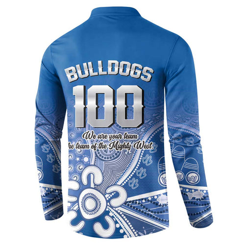 Bulldogs 100-year Anniversary Button Sweatshirt Simple Aboriginal Motif - Aussie Hoodie