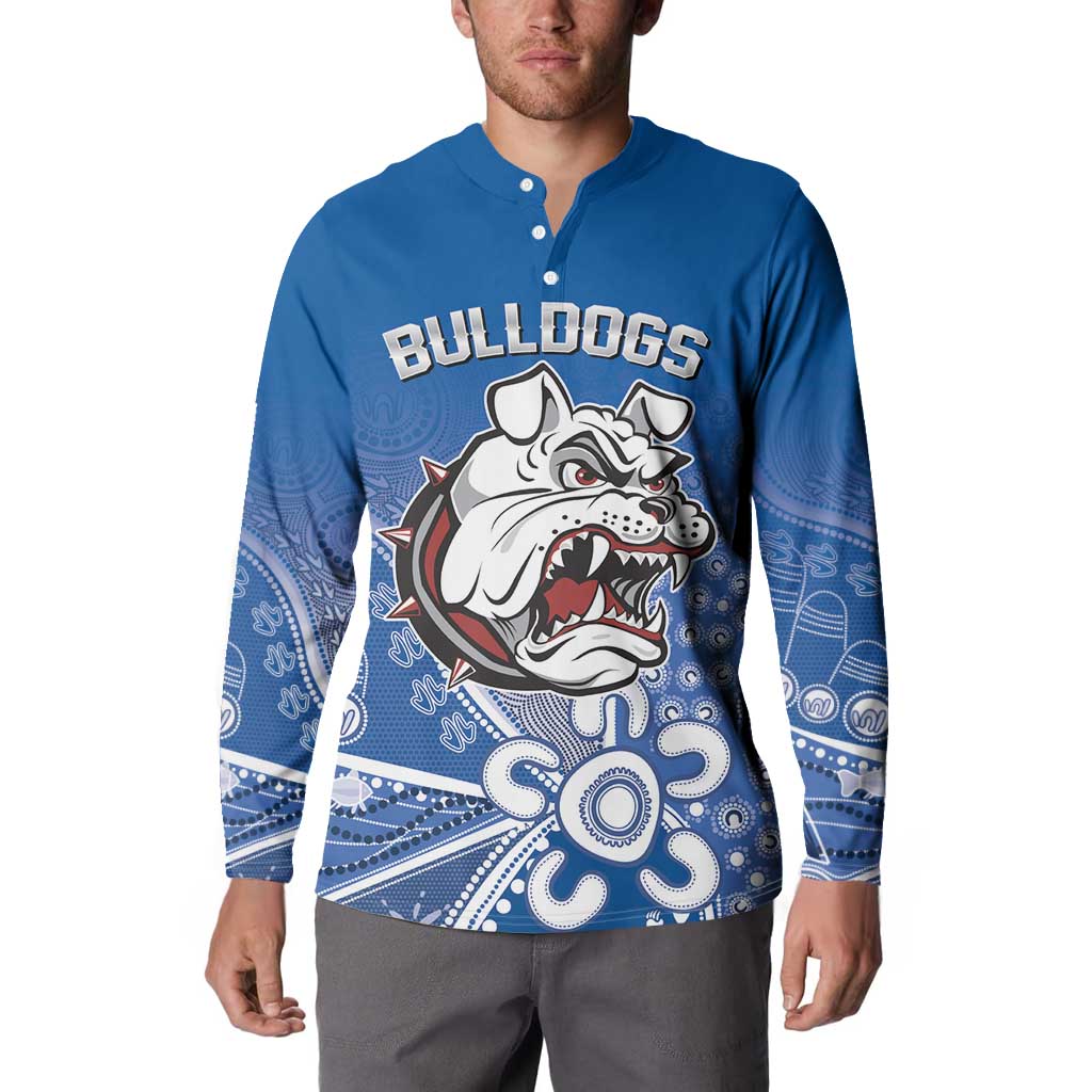 Bulldogs 100-year Anniversary Button Sweatshirt Simple Aboriginal Motif - Aussie Hoodie