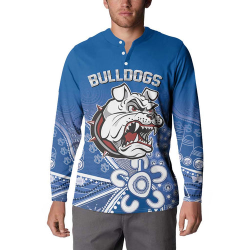 Bulldogs 100-year Anniversary Button Sweatshirt Simple Aboriginal Motif - Aussie Hoodie