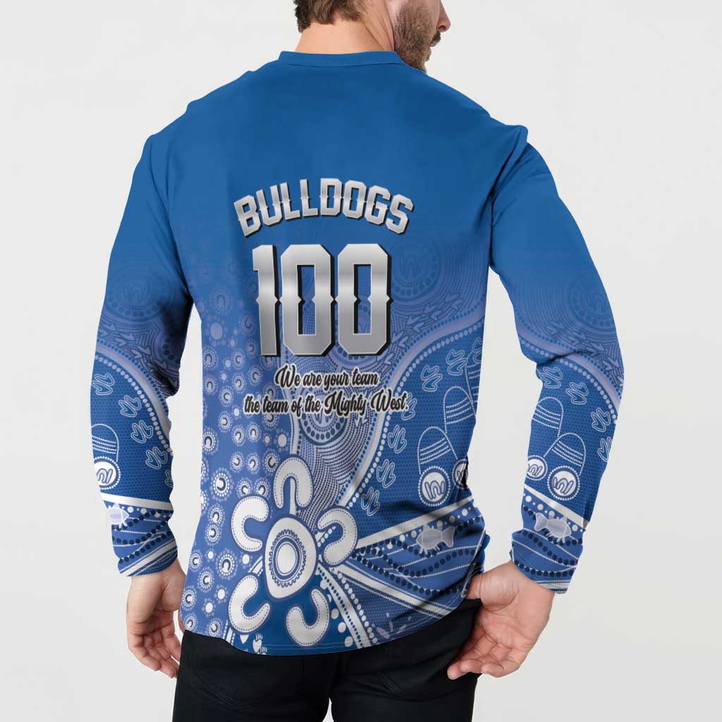Bulldogs 100-year Anniversary Button Sweatshirt Simple Aboriginal Motif - Aussie Hoodie