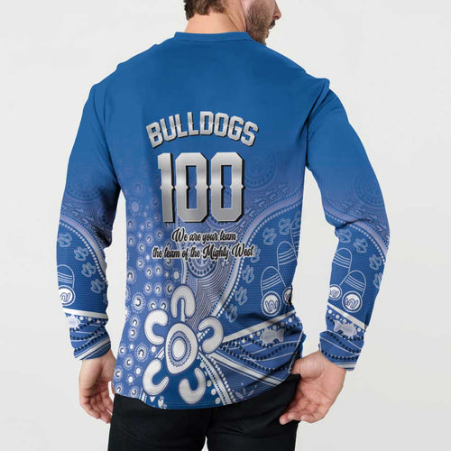Bulldogs 100-year Anniversary Button Sweatshirt Simple Aboriginal Motif - Aussie Hoodie