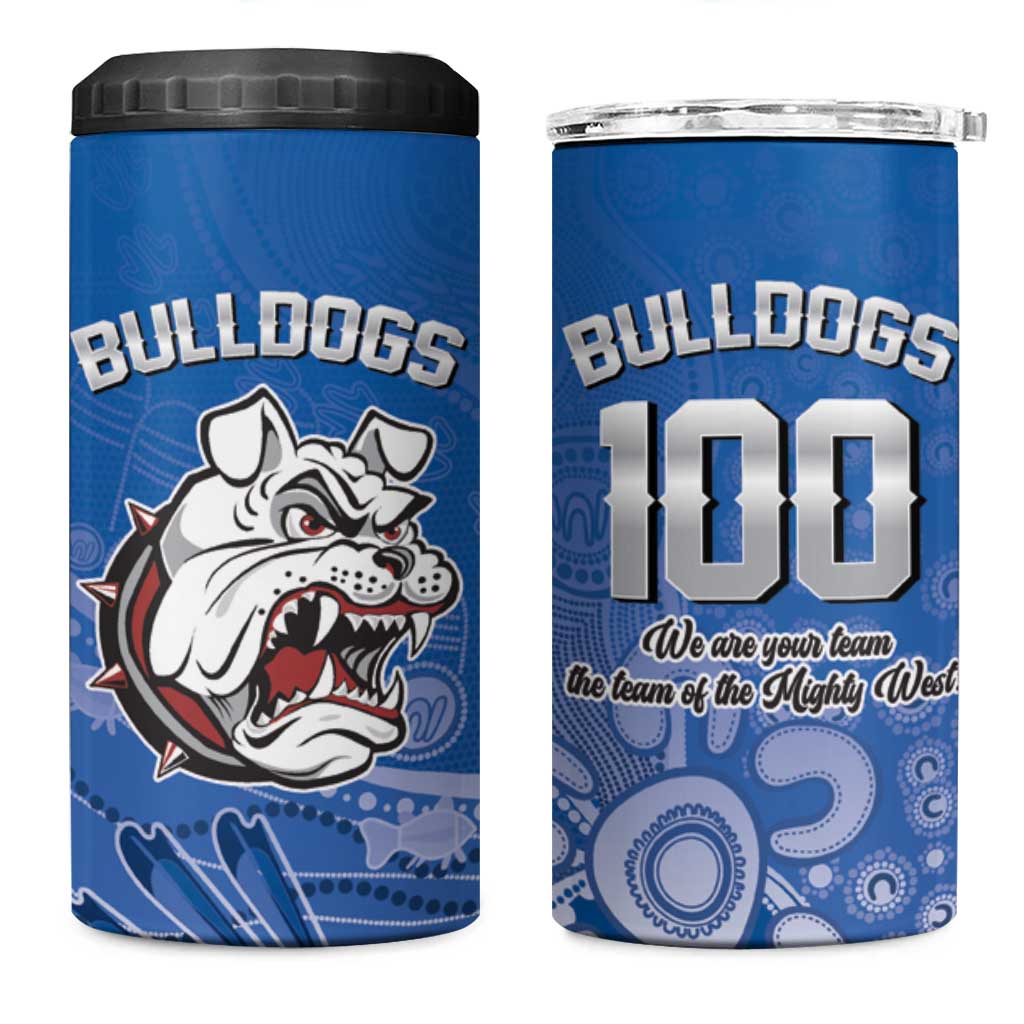 Bulldogs 100-year Anniversary 4 in 1 Can Cooler Tumbler Simple Aboriginal Motif - Aussie Hoodie