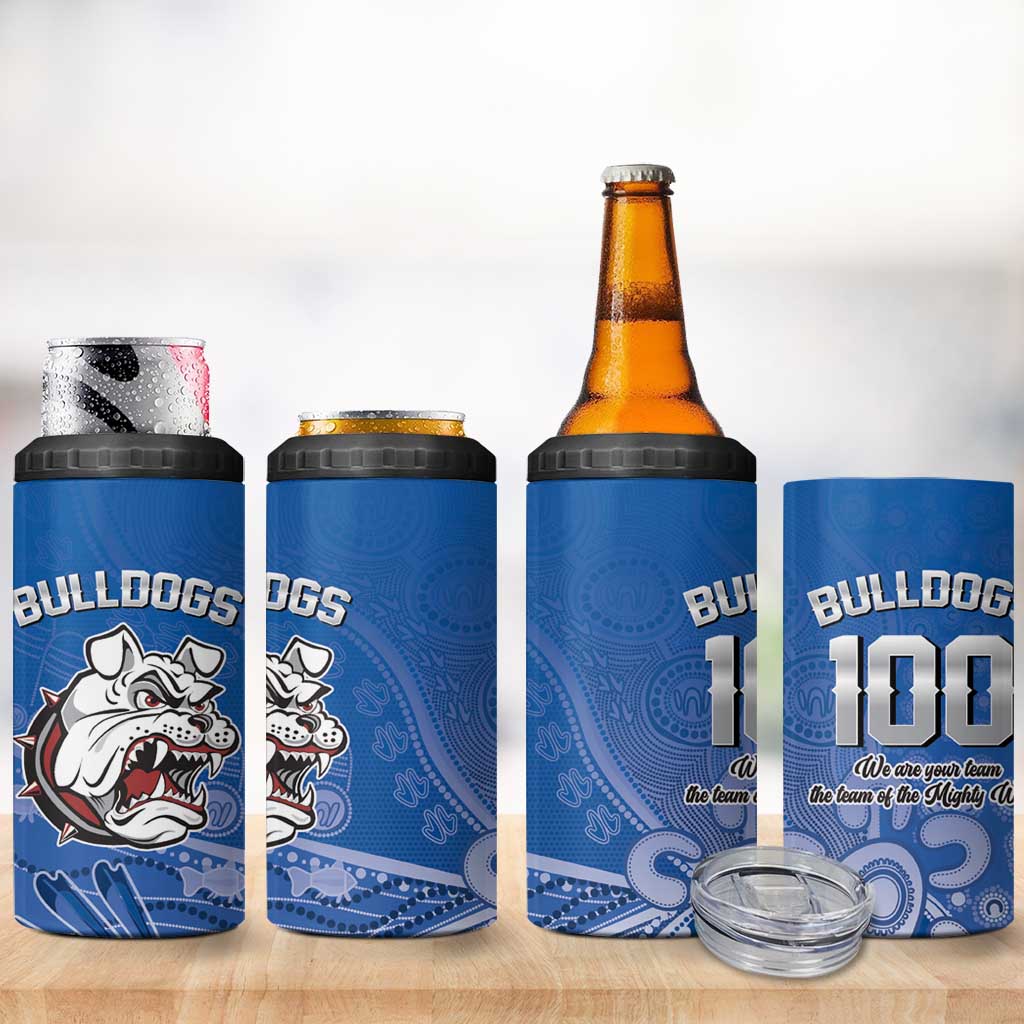 Bulldogs 100-year Anniversary 4 in 1 Can Cooler Tumbler Simple Aboriginal Motif - Aussie Hoodie