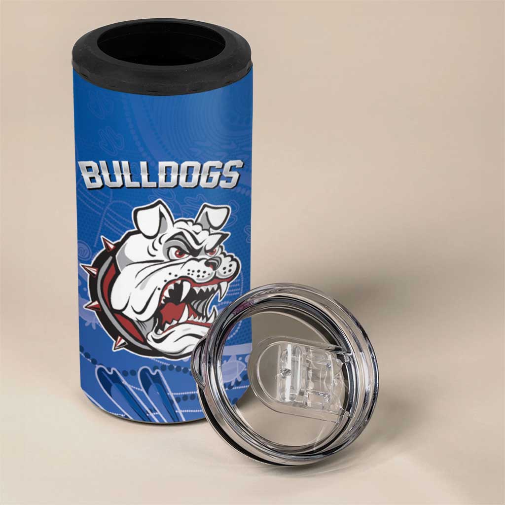 Bulldogs 100-year Anniversary 4 in 1 Can Cooler Tumbler Simple Aboriginal Motif - Aussie Hoodie