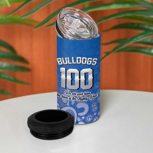 Bulldogs 100-year Anniversary 4 in 1 Can Cooler Tumbler Simple Aboriginal Motif - Aussie Hoodie