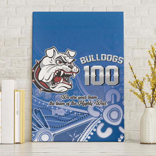 Bulldogs 100-year Anniversary Canvas Wall Art Simple Aboriginal Motif - Aussie Hoodie