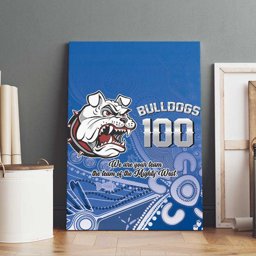 Bulldogs 100-year Anniversary Canvas Wall Art Simple Aboriginal Motif - Aussie Hoodie