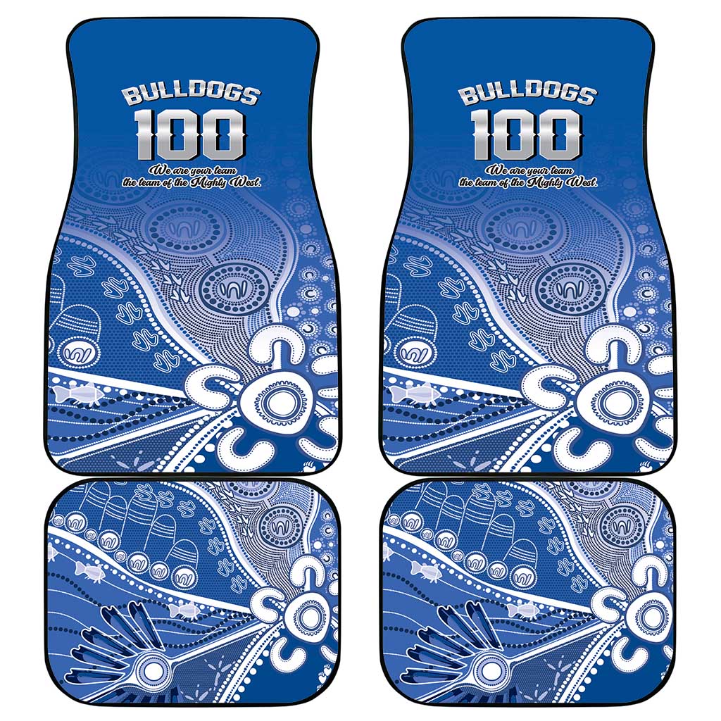 Bulldogs 100-year Anniversary Car Mats Simple Aboriginal Motif - Aussie Hoodie