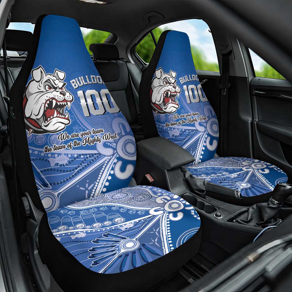 Bulldogs 100-year Anniversary Car Seat Cover Simple Aboriginal Motif - Aussie Hoodie