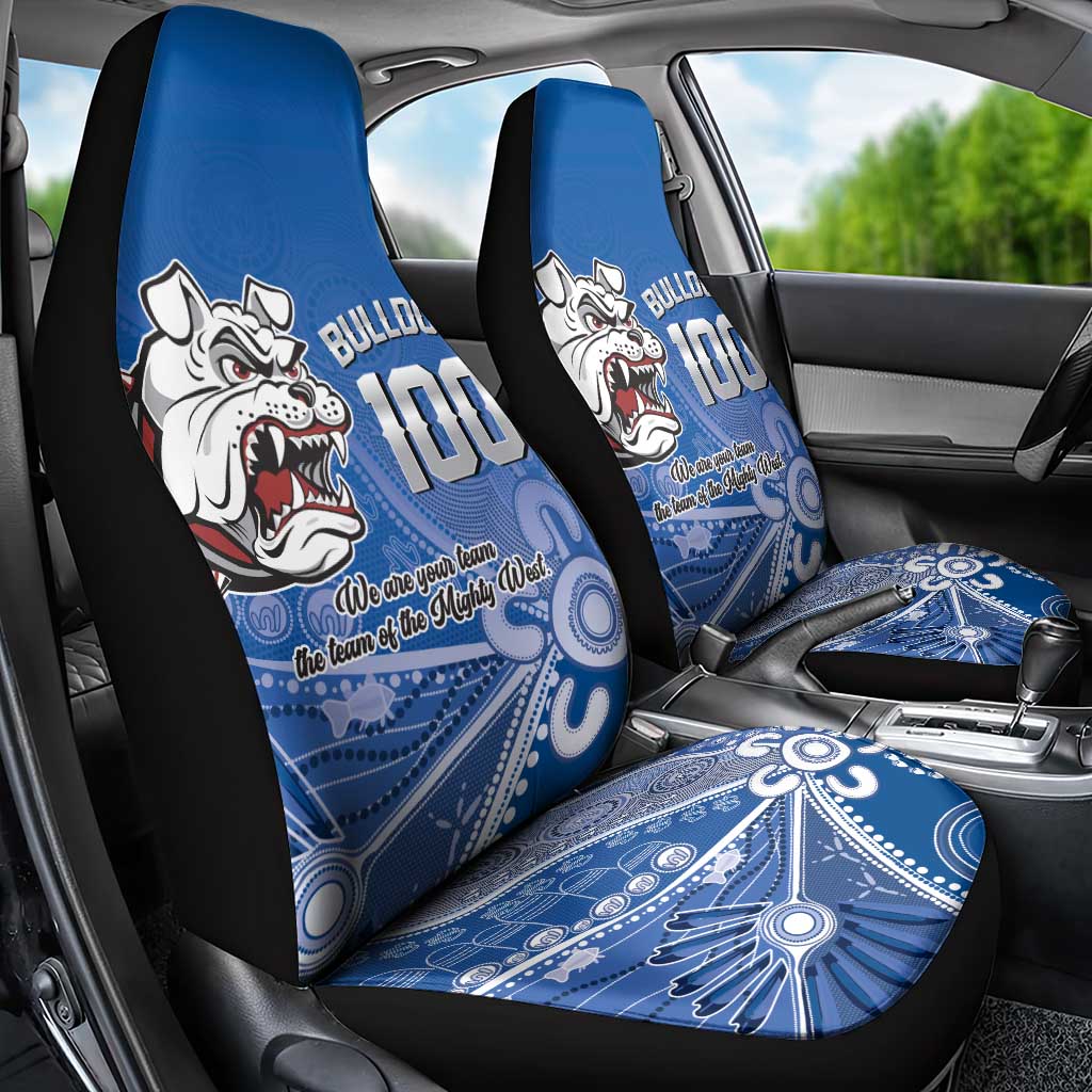 Bulldogs 100-year Anniversary Car Seat Cover Simple Aboriginal Motif - Aussie Hoodie