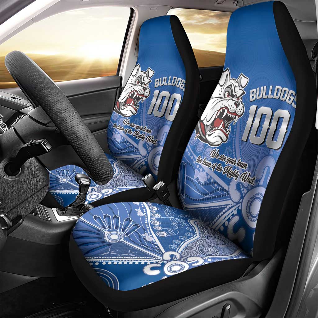 Bulldogs 100-year Anniversary Car Seat Cover Simple Aboriginal Motif - Aussie Hoodie