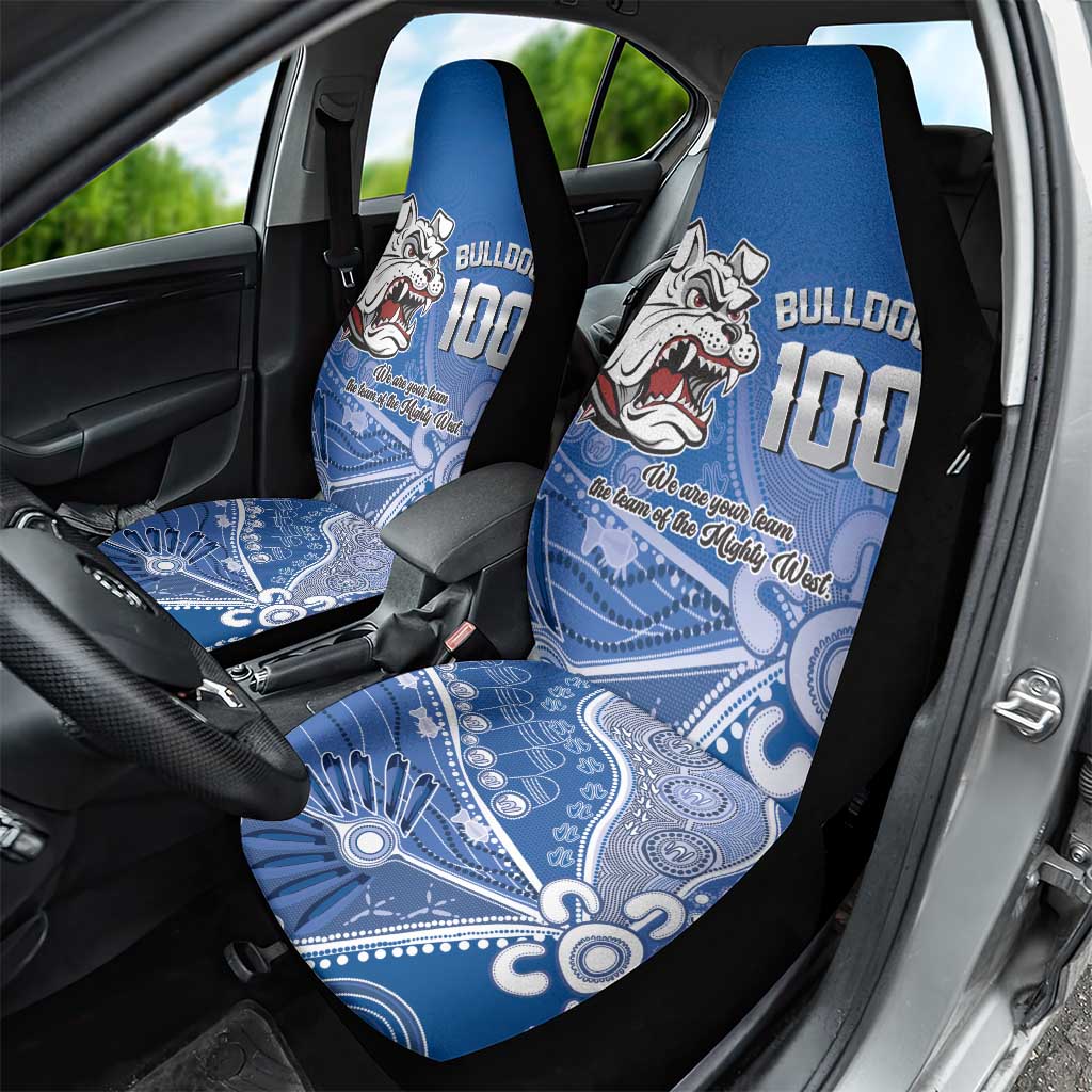 Bulldogs 100-year Anniversary Car Seat Cover Simple Aboriginal Motif - Aussie Hoodie