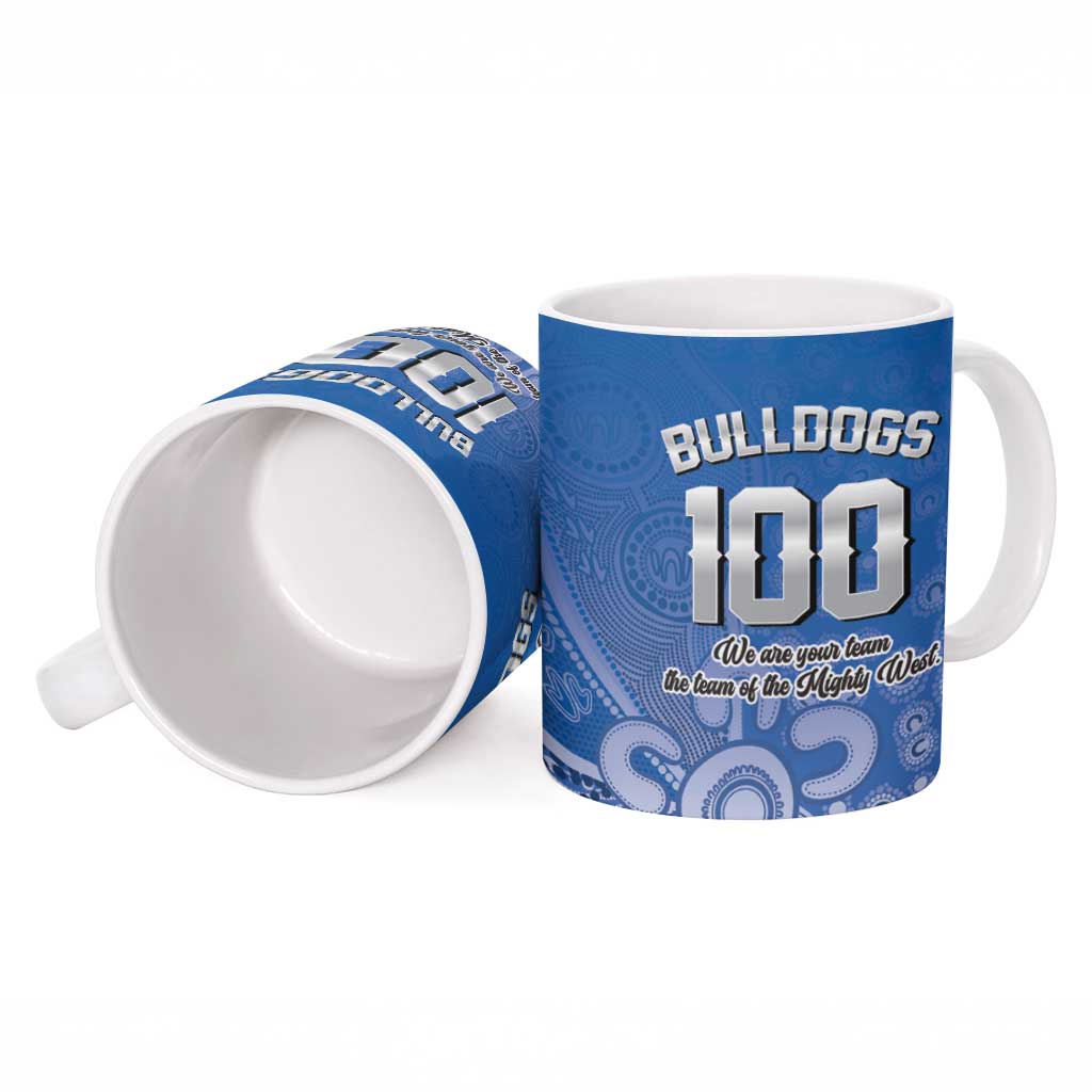 Bulldogs 100-year Anniversary Ceramic Mug Simple Aboriginal Motif - Aussie Hoodie