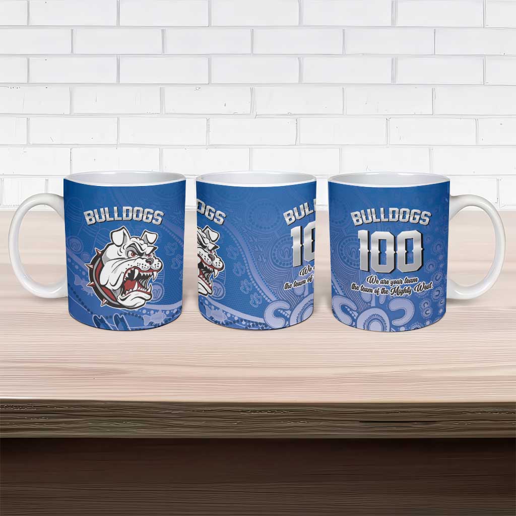 Bulldogs 100-year Anniversary Ceramic Mug Simple Aboriginal Motif - Aussie Hoodie