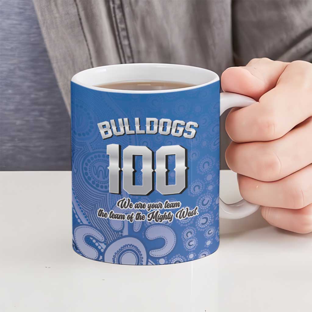 Bulldogs 100-year Anniversary Ceramic Mug Simple Aboriginal Motif - Aussie Hoodie