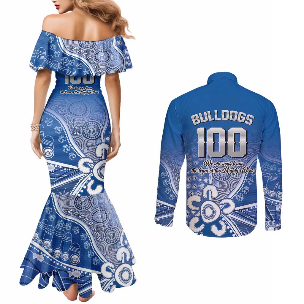Bulldogs 100-year Anniversary Couples Matching Mermaid Dress and Long Sleeve Button Shirt Simple Aboriginal Motif - Aussie Hoodie