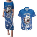 Bulldogs 100-year Anniversary Couples Matching Puletasi and Hawaiian Shirt Simple Aboriginal Motif - Aussie Hoodie