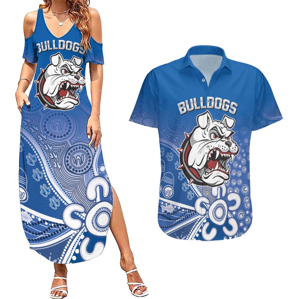 Bulldogs 100-year Anniversary Couples Matching Summer Maxi Dress and Hawaiian Shirt Simple Aboriginal Motif - Aussie Hoodie