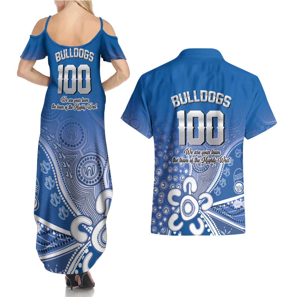 Bulldogs 100-year Anniversary Couples Matching Summer Maxi Dress and Hawaiian Shirt Simple Aboriginal Motif - Aussie Hoodie
