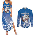 Bulldogs 100-year Anniversary Couples Matching Summer Maxi Dress and Long Sleeve Button Shirt Simple Aboriginal Motif - Aussie Hoodie